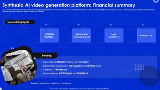 Synthesia AI Video Generation Platform Financial Summary AI SS