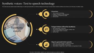 Synthetic Voices- Text To Speech Technology Synthesia AI Text To Video AI SS V