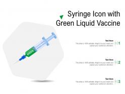 Syringe icon with green liquid vaccine