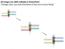 Syringe style text boxes for medical information flat powerpoint design