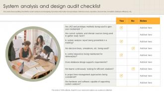 System Analysis And Design Audit Checklist