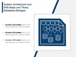 System architecture icon with maze and three database designs