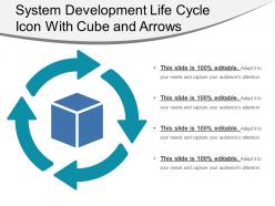System development life cycle icon with cube and arrows