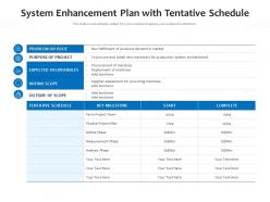 System enhancement plan with tentative schedule