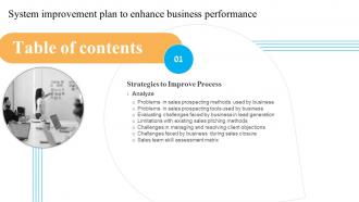 System Improvement Plan To Enhance Business Performance Table Of Contents