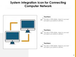 System integration icon depicting gearwheel information arrow gear connecting