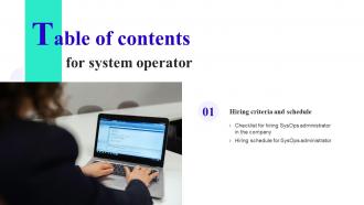 System Operator System Operator Table Of Contents Ppt Styles Infographic Template