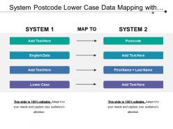 System postcode lower case data mapping with connecting arrows