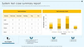 System Test Case Summary Report