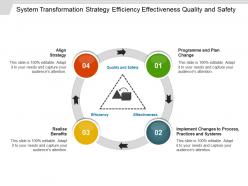 System transformation strategy efficiency effectiveness quality and safety