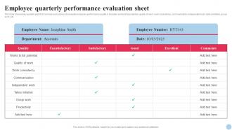 Systematic Planning And Development Employee Quarterly Performance Evaluation Sheet