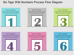 Ta six tags with numbers process flow diagram flat powerpoint design