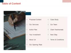 Table of content action plan l65 ppt powerpoint presentation styles guide