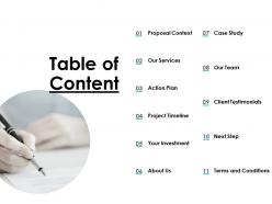 Table of content action plan ppt powerpoint presentation slides show