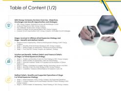 Table of content attaining business leadership in renewable ppt powerpoint presentation file