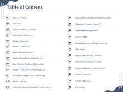 Table of content benefits related to products and services ppt inspiration