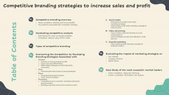 Table Of Content Competitive Branding Strategies To Increase Sales And Profit Slide