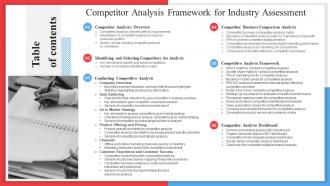 Table Of Content Competitor Analysis Framework For Industry Assessment MKT SS V