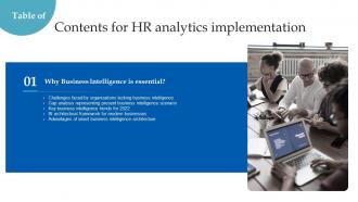 Table Of Content Contents For HR Analytics Implementation Ppt Slides Infographics