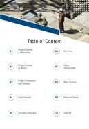 Table Of Content Contractor Services Proposal One Pager Sample Example Document