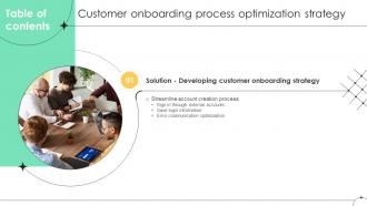 Table Of Content Customer Onboarding Process Optimization Strategy OB SS