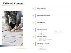 Table of content deal evaluation ppt powerpoint presentation infographics slides