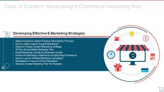Table Of Content Developing E Commerce Marketing Plan Strategies
