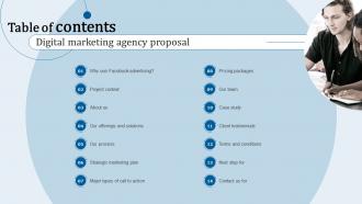 Table Of Content Digital Marketing Agency Proposal