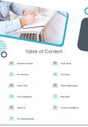 Table Of Content E Mail Business Proposal One Pager Sample Example Document