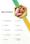Table Of Content Farming Proposal Template One Pager Sample Example Document