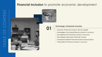 Table Of Content Financial Inclusion To Promote Financial Inclusion To Promote Economic Fin SS
