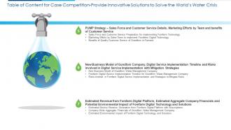 Table Of Content For Case Competition Provide Innovative Solutions To Solve The Worlds Water Crisis