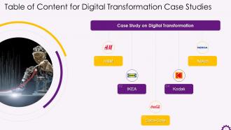 Table Of Content For Case Studies On Digital Transformation Training Ppt