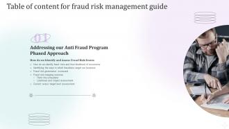 Table Of Content For Fraud Risk Management Guide Slide