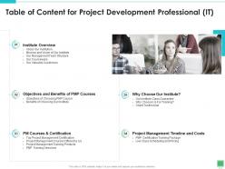 Table of content for project development professional it