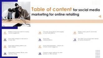 Table Of Content For Social Media Marketing For Online Social Media Marketing For Online