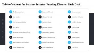 Table Of Content For Statsbot Investor Funding Elevator Pitch Deck
