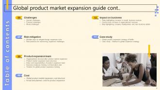 Table Of Content Global Product Market Expansion Guide Background Pdf Image Impactful