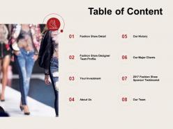 Table of content investment c931 ppt powerpoint presentation gallery guide