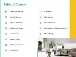 Table of content l1529 ppt powerpoint presentation structure