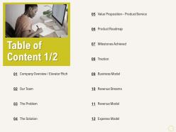 Table of content l2180 ppt powerpoint presentation professional show