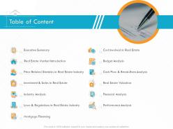 Table of content m3169 ppt powerpoint presentation outline icons
