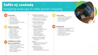 Table Of Content Navigating Landscape Of Online Grocery Shopping Table Of Content