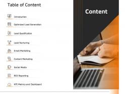 Table of content optimized lead generation ppt file formats