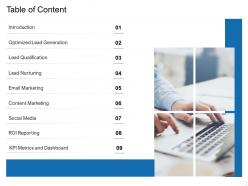 Table of content optimized lead generation ppt powerpoint presentation samples