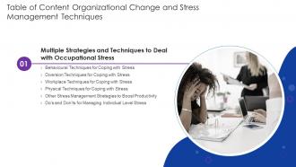Table Of Content Organizational Change And Stress Ppt Slides