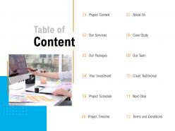 Table of content our team c1057 ppt powerpoint presentation file gridlines