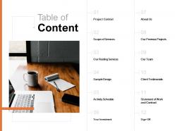 Table of content our team c923 ppt powerpoint presentation professional slides
