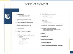 Table of content process of requirements management ppt introduction