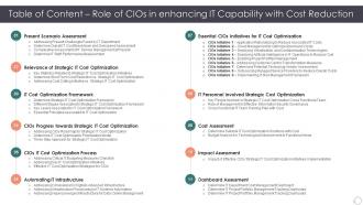Table Of Content Role Of Cios In Enhancing It Capability With Cost Reduction